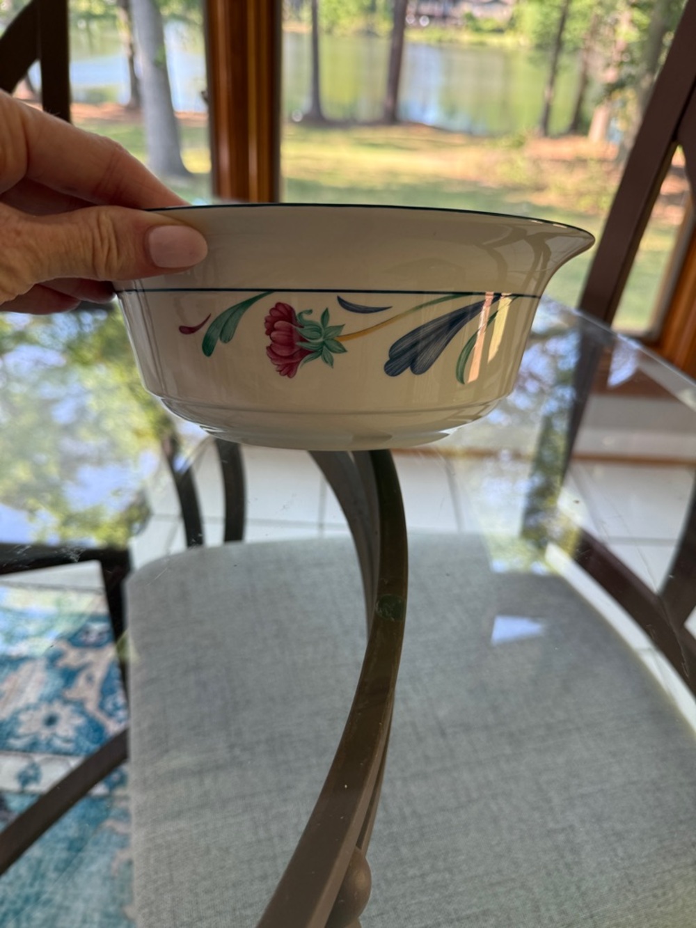 Lenox Poppies on Blue Deep Vegetable Serving Bowl, 8 5/8”